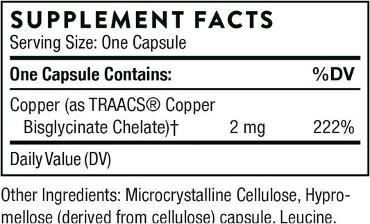 Thorne Copper Bisglycinate - Well-Absorbed Trace Mineral Supplement -