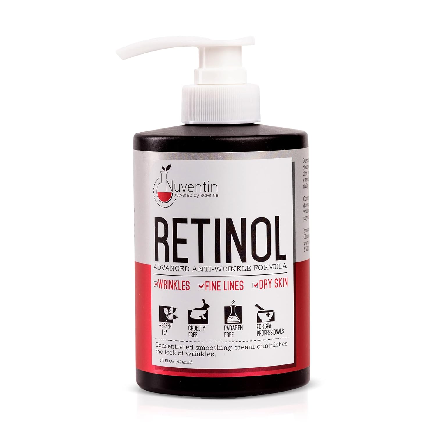 Nuventin Retinol Cream Face & Body Moisturizer Lotion W/Hyaluronic Acid & Green Tea, Anti-Aging Skin Care Body & Face Lotion For Wrinkles, Fine Lines, Sagging Skin, & Dry Skin, 15