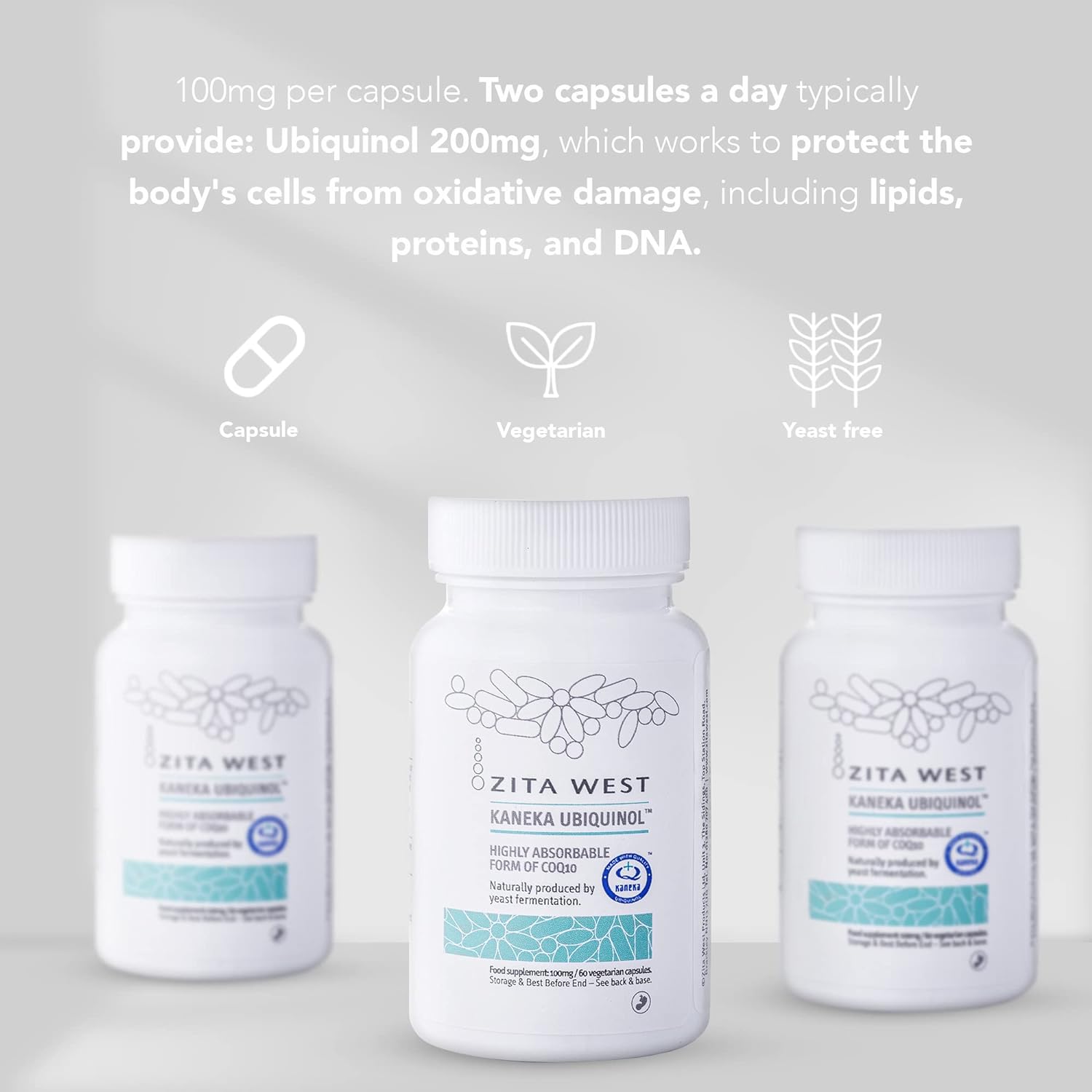 Zita West CoQ10 Ubiquinol - Kaneka Ubiquinol 100mg - Q10 Coenzyme for 