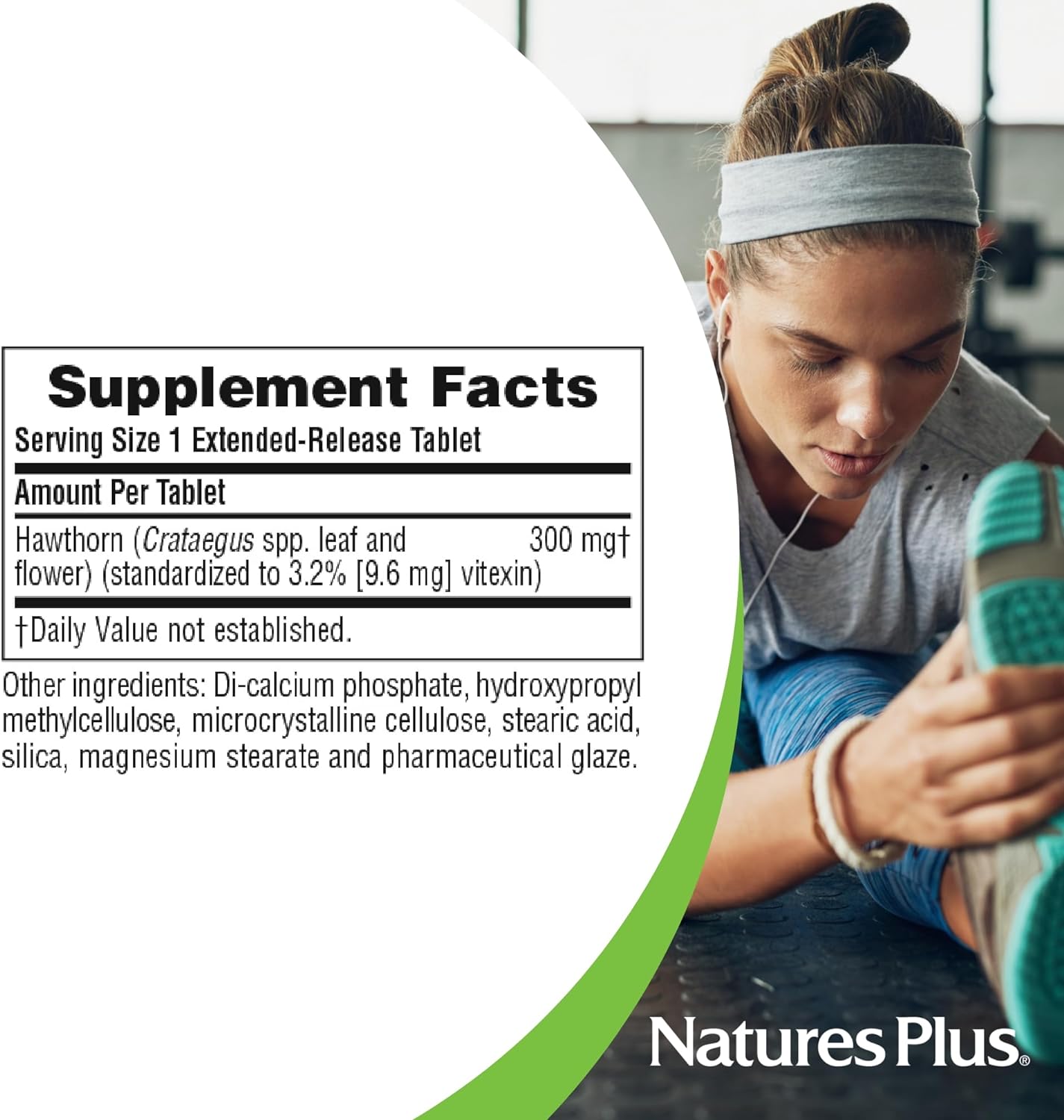 NaturesPlus Herbal Actives Hawthorne - 300mg, 3.2% Vitexin, 30 Vegan T