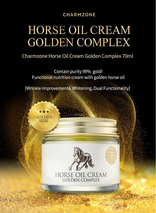 Charmzone Mayu Horse Oil and Gold Intense Moisturizing Nourishing Rich Facial Cream Moisturizer Golden Complex Gift for All Skin Type (70/1.01 .)