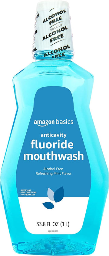 Amazon Basics Anticavity uoride Mouthwash, Alcohol Free, Refreshing Mint, 1 Liter, 33.8 uid , 1-Pack (Previously Solimo)