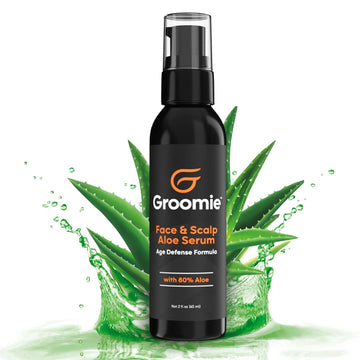 Groomie Face & Scalp Aloe Vera Serum - Hydrating, Soothing, and Moisturizing Skincare Formula, Daily Lightweight and Fast Absorbing, After-Shave Care to Keep Skin Hydrated All Day