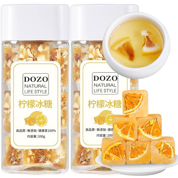 DOZO Rock Sugar Lemon Tea Lemon Honey Rock Candy Yellow Lump Rock Sugar with Lemon Sugar Cubes Lemon Honey Candy Caffeine Free Individual Package ??????