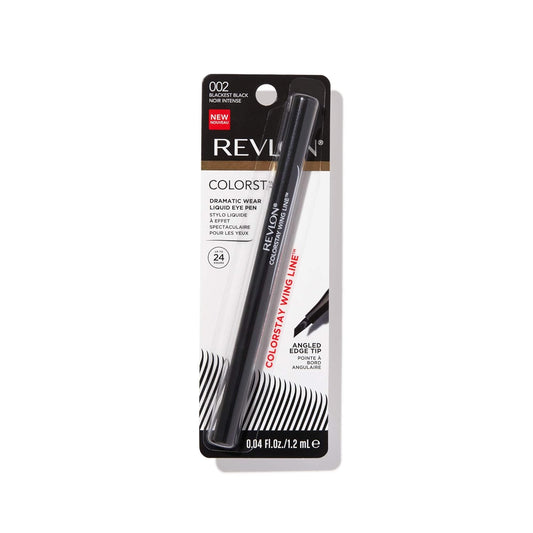 Revlon Liquid Eyeliner Pen, ColorStay Wing Line Eye Makeup, Waterproof, Smudgeproof, Longwearing with Angled Felt Tip, 002 Blackest Black, 0.04