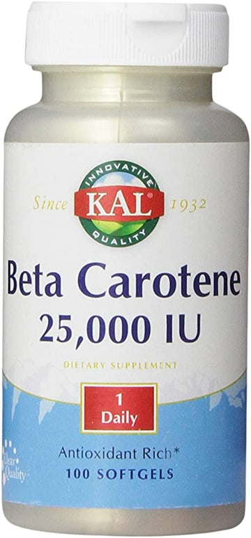 KAL Beta Carotene 25,000 IU Tablets, 100 Count