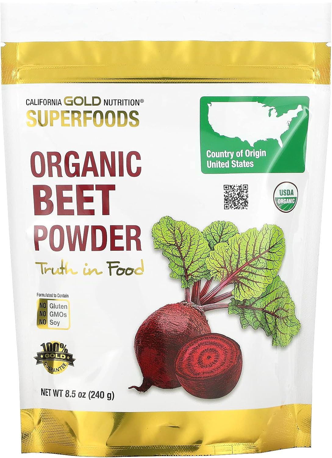 Organic Beet Powder, Sourced From Usa, Usda Certified Organi