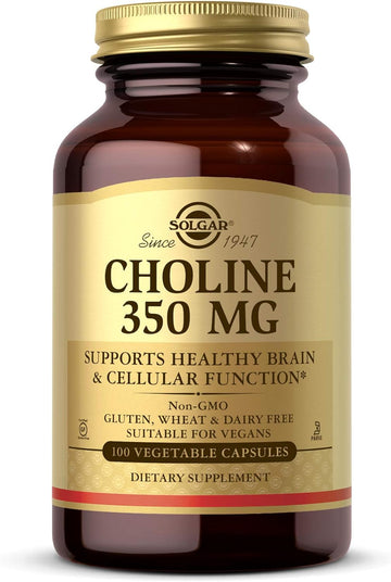 Solgar Choline 350 mg, 100 Vegetable Capsules - Supports Healthy Brain8.96 Ounces