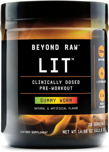 Beyond Raw LIT - Gummy Worm, NET WT 14.9 oz (423G)30 Servings (Pack of