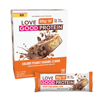 Love Good Fats High Protein Bars - Peanut Caramel Protein Bar - 12 Pac1.63 Pounds