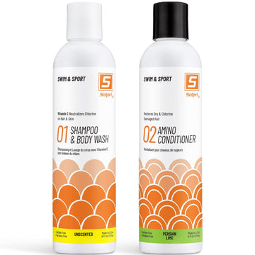 Solpri Swimmers Chlorine Vitamin C Swim Shampoo Body Wash with Pre & Post Swim Conditioner (16   Total)