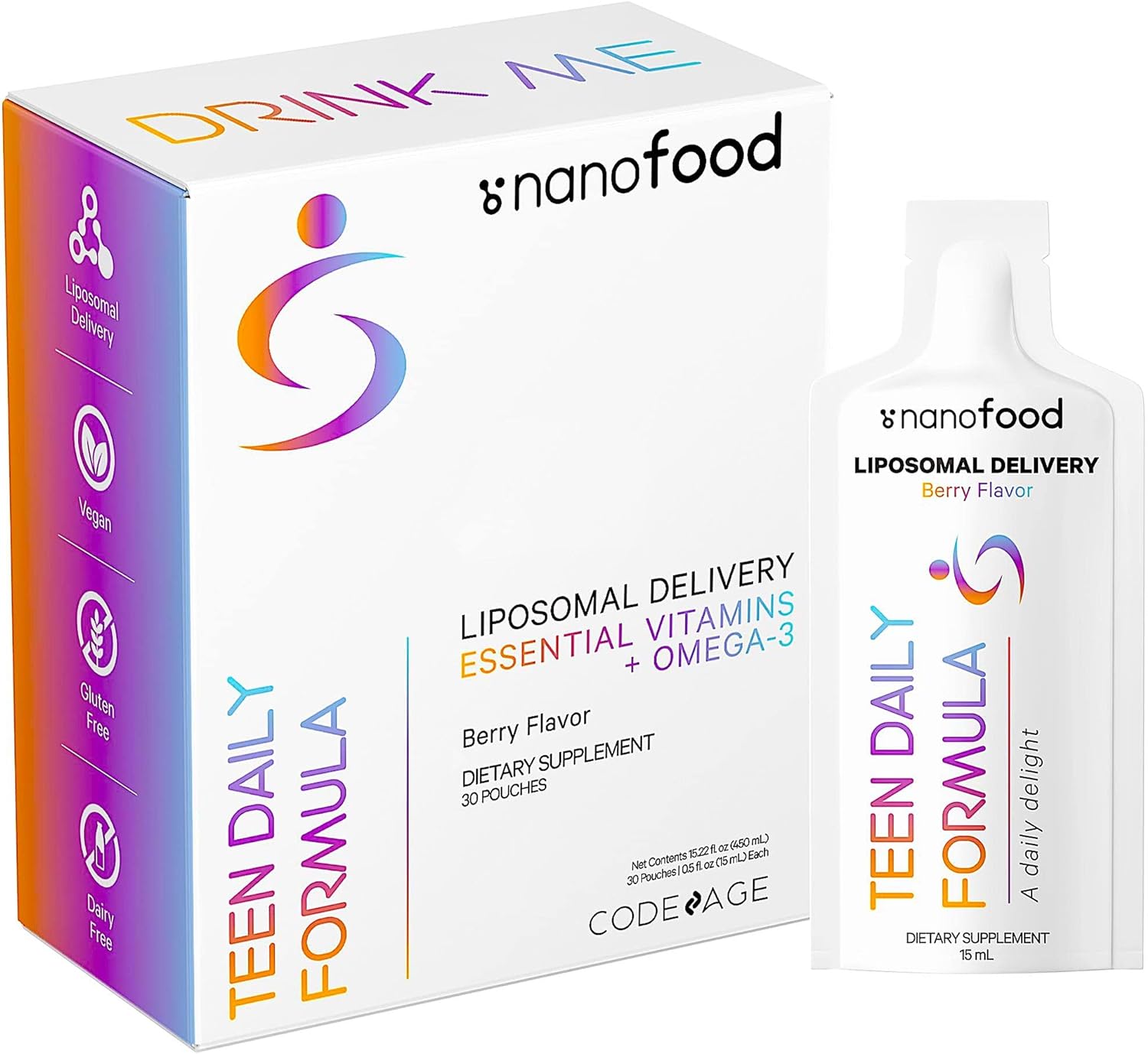 Codeage Multivitamins For Teens, Liquid Vitamin C For Teenagers, Vitam