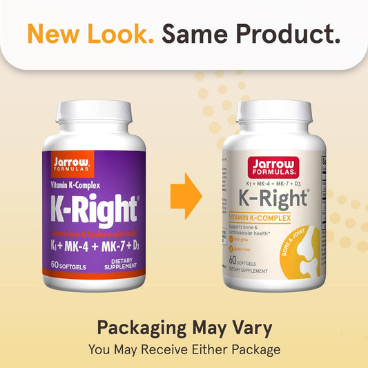 Jarrow Formulas K-Right - Vitamin K-Complex (K1, Mk-4, Mk-7, D3) - 60