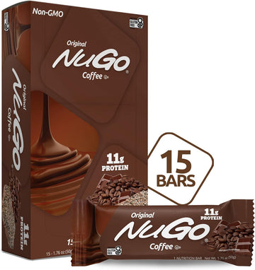 NuGo Protein Bar, Coffee, 11g Protein, Gluten Free, 15 Count1.8 Pounds
