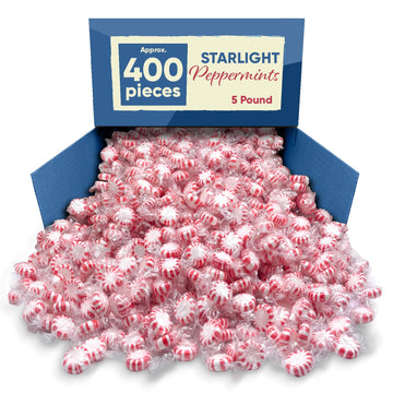Starlight Peppermints Mints 5 Lb -Approx 400 Peppermint Candy Individually Wrapped - Halloween Christmas Candy Mints