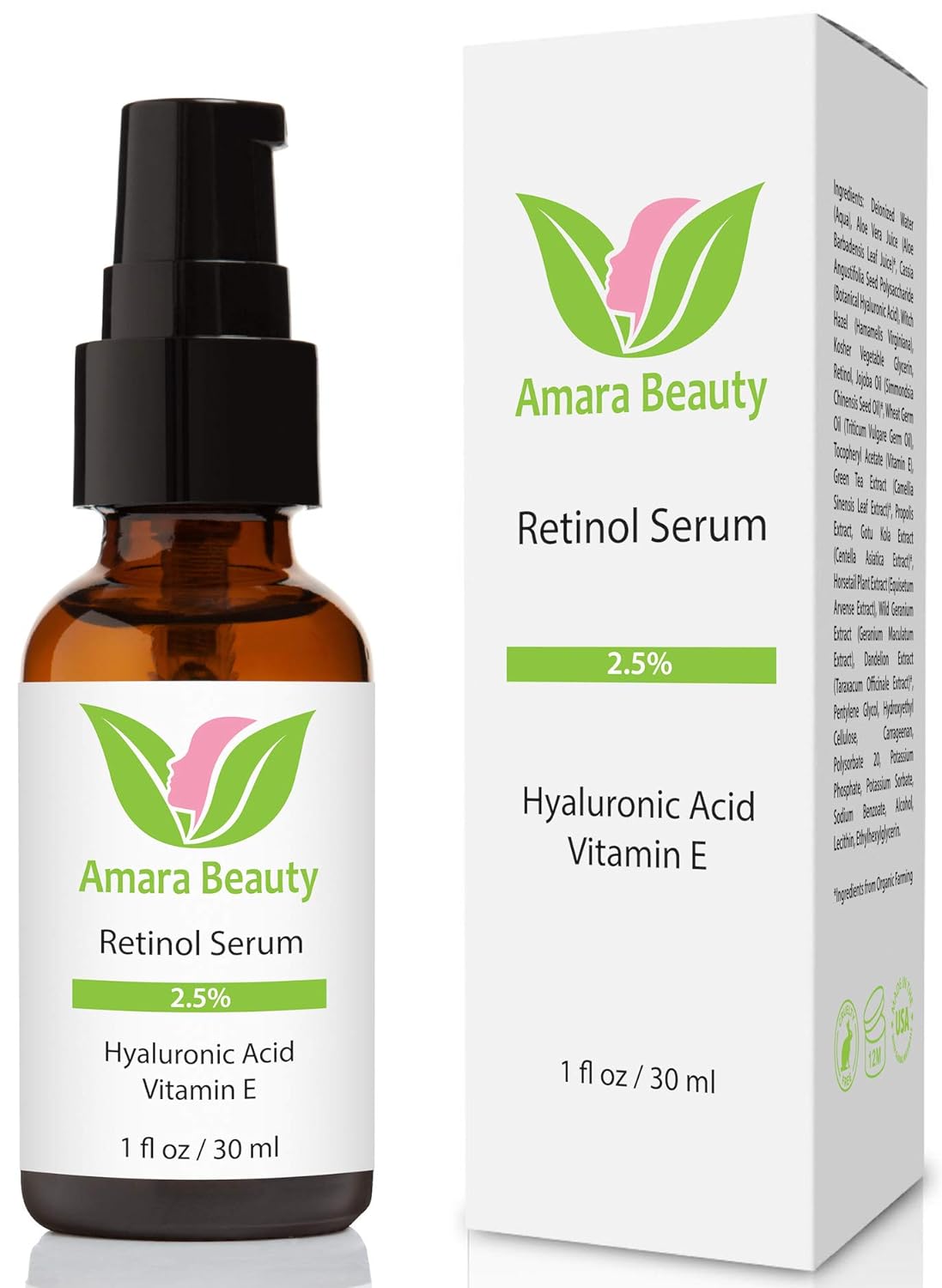 Retinol Serum 2.5% with Hyaluronic Acid & Vitamin E, 1 .
