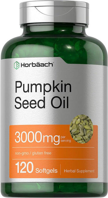 Pumpkin Seed Oil | 3000mg | 120 Softgel Capsules | Cold Pressed Dietary Supplement | Non-GMO and Gluten Free Formula | b