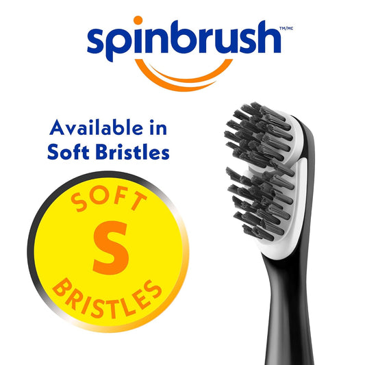 Spinbrush Charcoal Clean Battery-Powered Electric Toothbrush, Charcoal-Infused Soft Bristles, Batteries Included, 1-Count