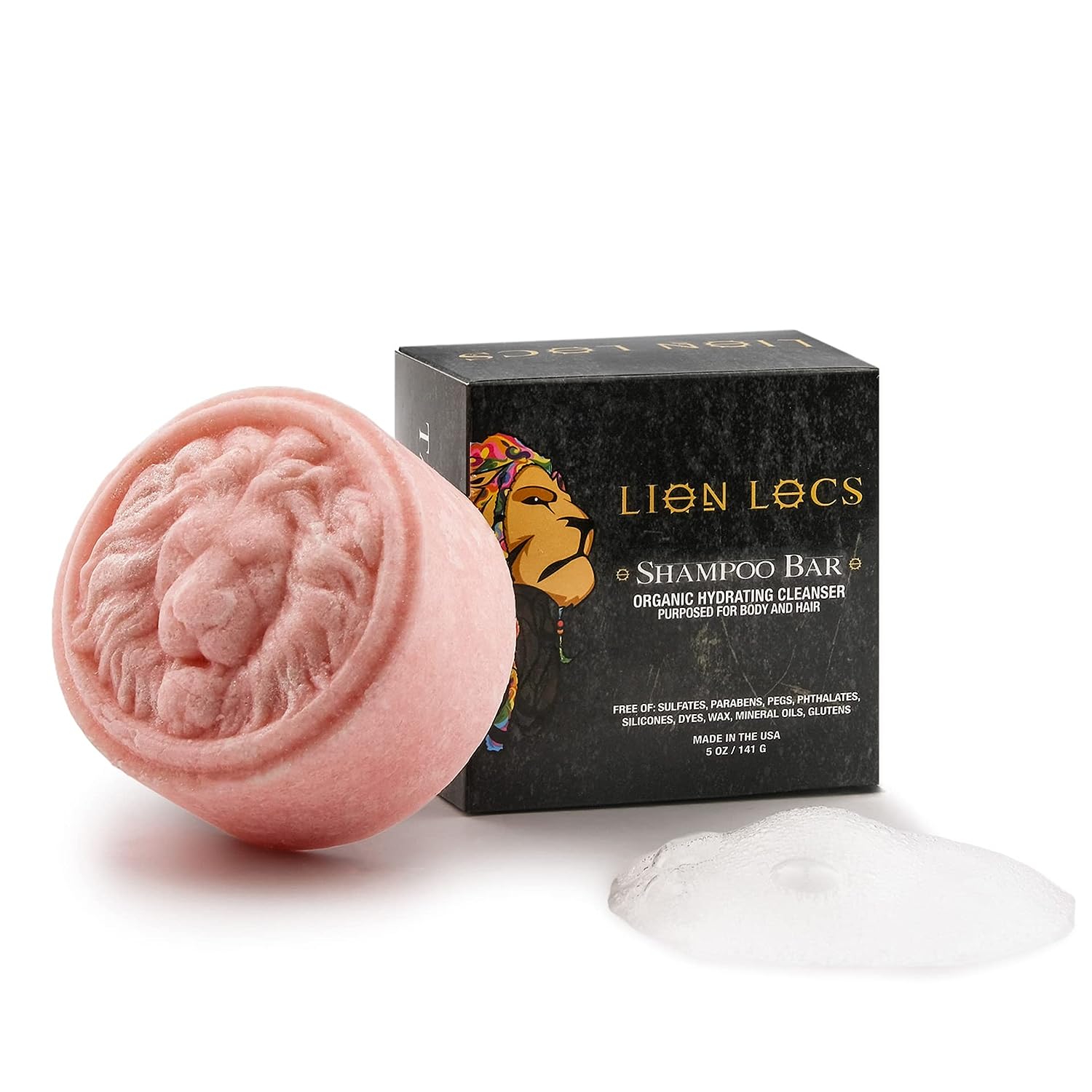 Lion Locs Shampoo Bar & Conditioner - Works for All Hair Types - Dreadlocks, Microlocs, Sisterlocks, Wicks, Brotherlocks, Braids | Build Up & Residue Free (5)
