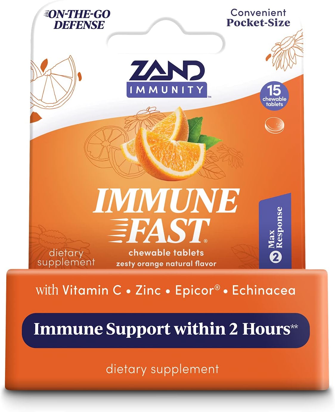 Zand Immune Fast Zesty Orange Chews | Boosts Immune Response & Cell Ac