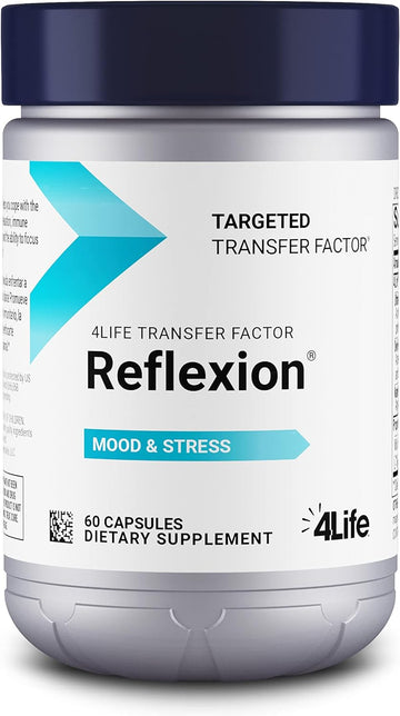 4Life Transfer Factor Reflexion - Targeted Mindset, Stress, And Brain Support With L-Theanine, Wild Green Oat, And Proprietary Tri-Factor Immune Support Formula - 60 Capsules