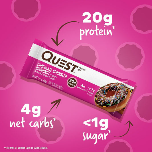 Quest Nutrition Chocolate Sprinkled Doughnut Protein Bars, High Protei1.59 Pounds