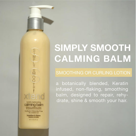 Simply Smooth Xtend Keratin Replenishing Calming Balm Smoothing Or Curling Balm 1-Day Frizz Free Blowout Treatment Keratin & Collagen Infused To Repair Dry, Damaged, Unmanageable Hair 8.5