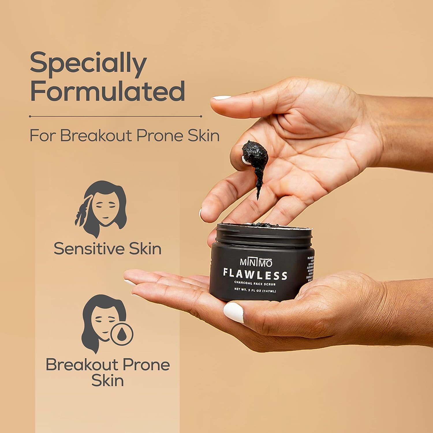 Esupli.com Minimo Flawless Charcoal Face Scrub for Bright Clear Skin