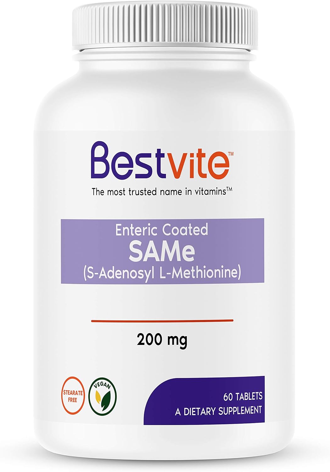 BESTVITE SAM-e 200mg (60 Tablets) (1-Pack) Premium Ingredient from Ita