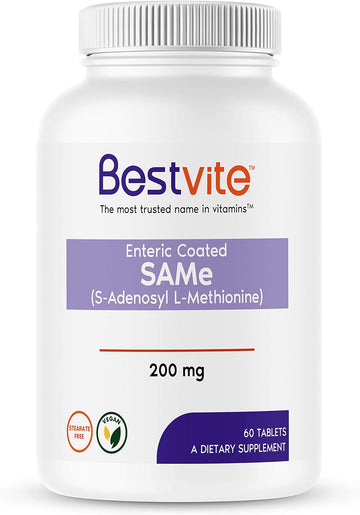 BESTVITE SAM-e 200mg (60 Tablets) (1-Pack) Premium Ingredient from Ita