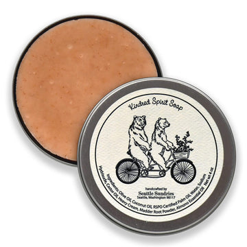 Seattle Sundries | Almond Scented Sweet Cream Soap for Women & Men - 1 (4) Handmade Bodywash Bar in a Low Waste Travel Tin - Besties on a Bike Gift