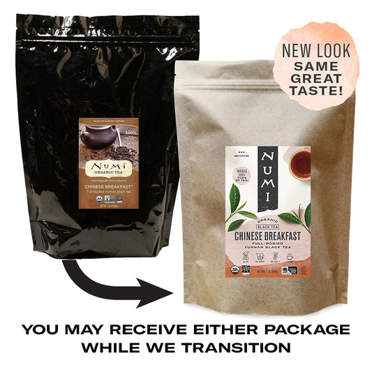 Numi Organic Tea Chinese Breakfast Pouch, Loose Leaf Yunnan Black Tea, 200+ Cups, Packaging May Vary