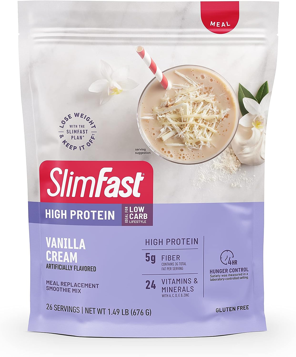 SlimFast High Protein Meal Replacment Powder, 26 Servings, Advanced Nutrition Smoothie Mix with Vitamin and Mineral Blen