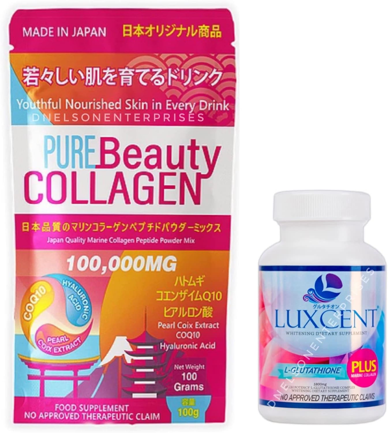 Pure Beauty Collagen Powder 100,000Mg & Luxcent Glutathione