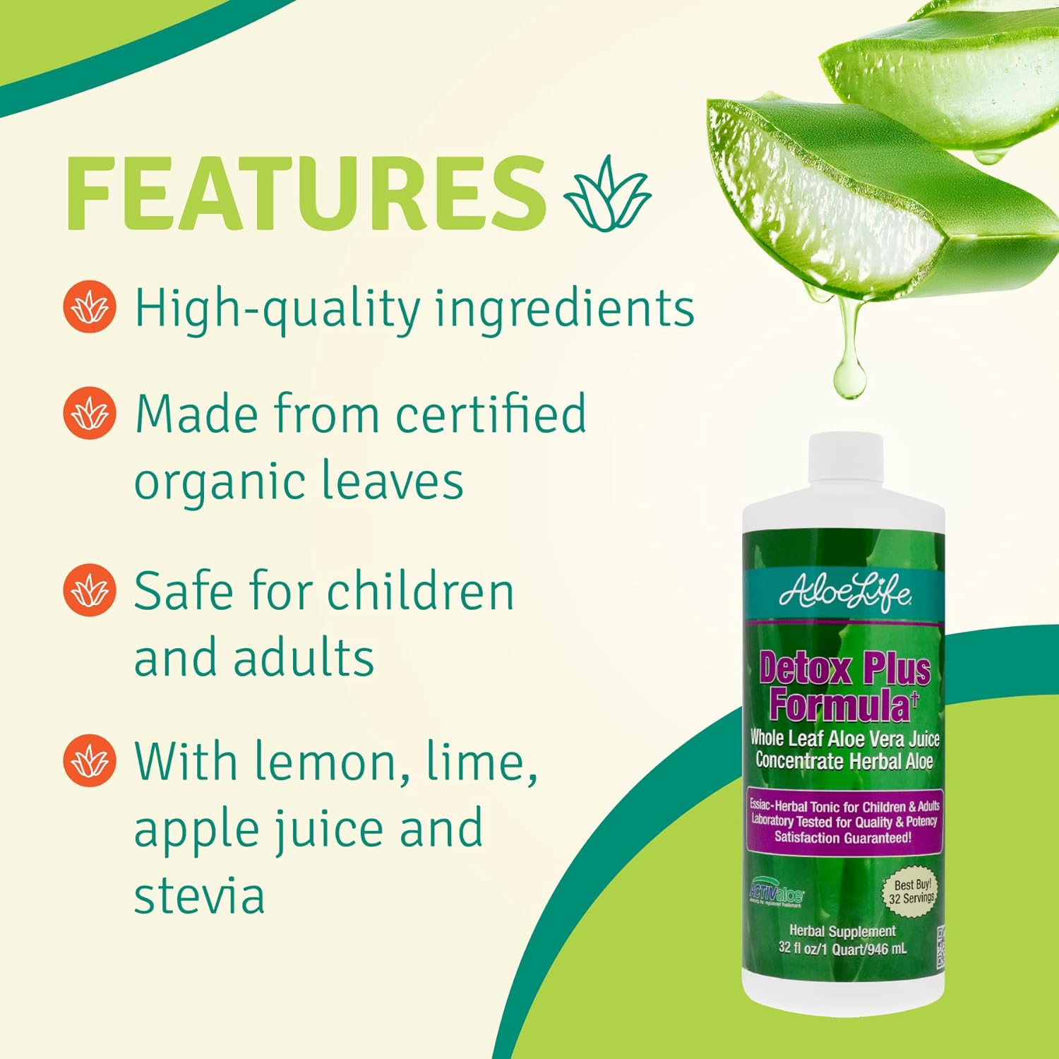 Aloe Life – Detox Plus Formula, Aloe-Based Detox Supplement, Aloe Vera