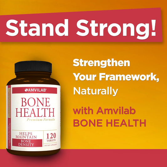 Amvilab Bone Health Calcium 1000mg, Magnesium 500mg w Vitamin D 600IU. Potent Formula for Men & Women. Promotes Bone Den