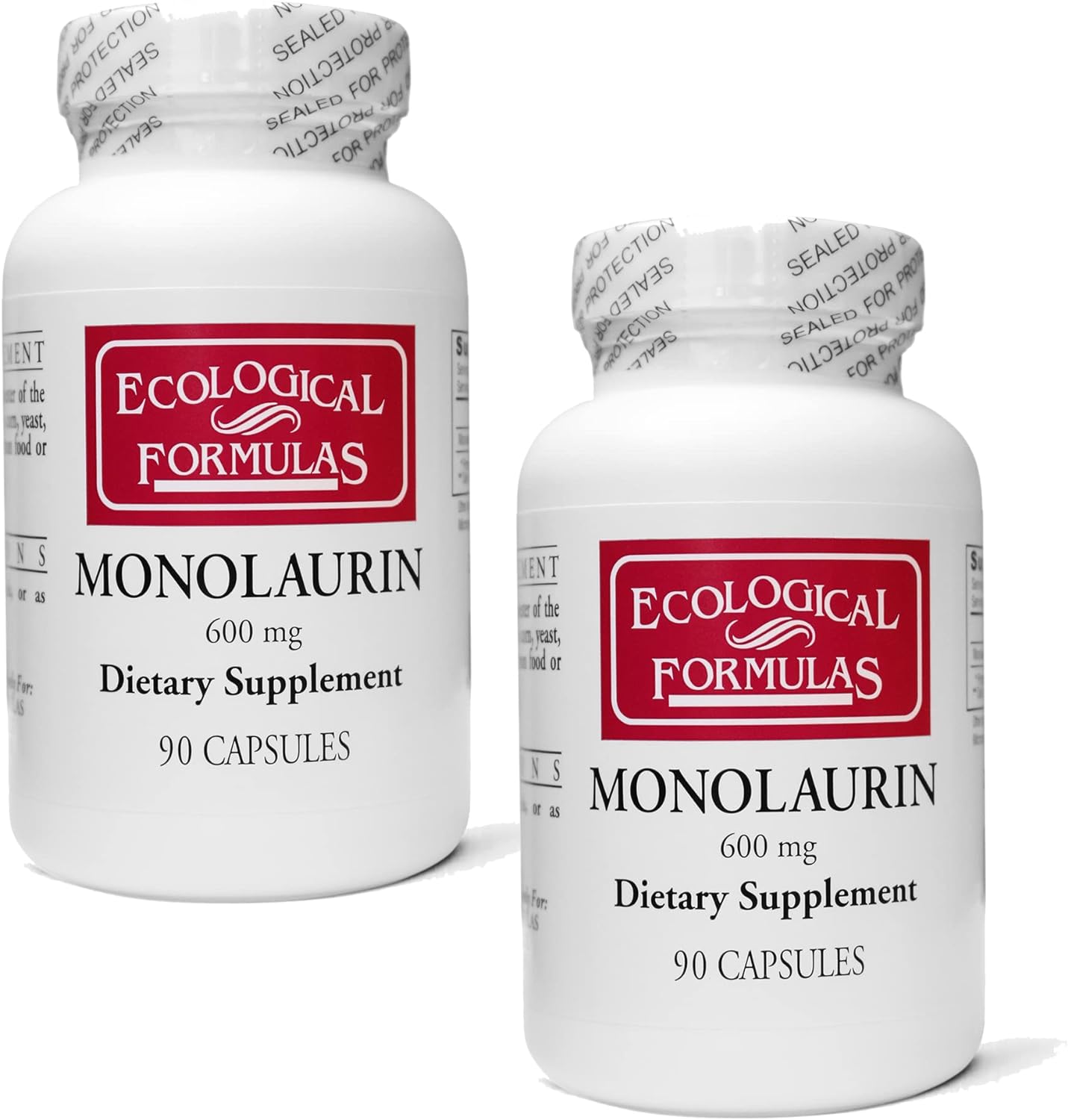 Ecological Formulas 600 mg Monolaurin - Two Individually Sealed Bottle