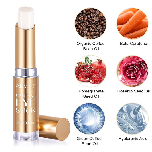 Caffeine Eye Stick, Caffeine Eye Cream With Collagen, Hyaluronic Acid for Dark Circle and Puffiness, Under Eye Treatment, Hydrating Brightening Eye Stick for Fine Lines, Wrinkles, Puffiness and Bags