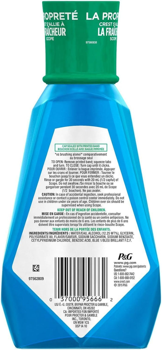 Crest Scope Outlast Mouthwash - 16.9  - Long Lasting Peppermint