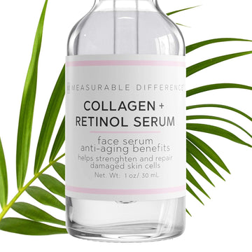 Measurable Difference Collagen + Retinol Serum, 1  - Anti-Aging Face Serum - Strengthen & Moisturize Skin, Restore Elasticity, Help Reduce Wrinkles, Fine Lines