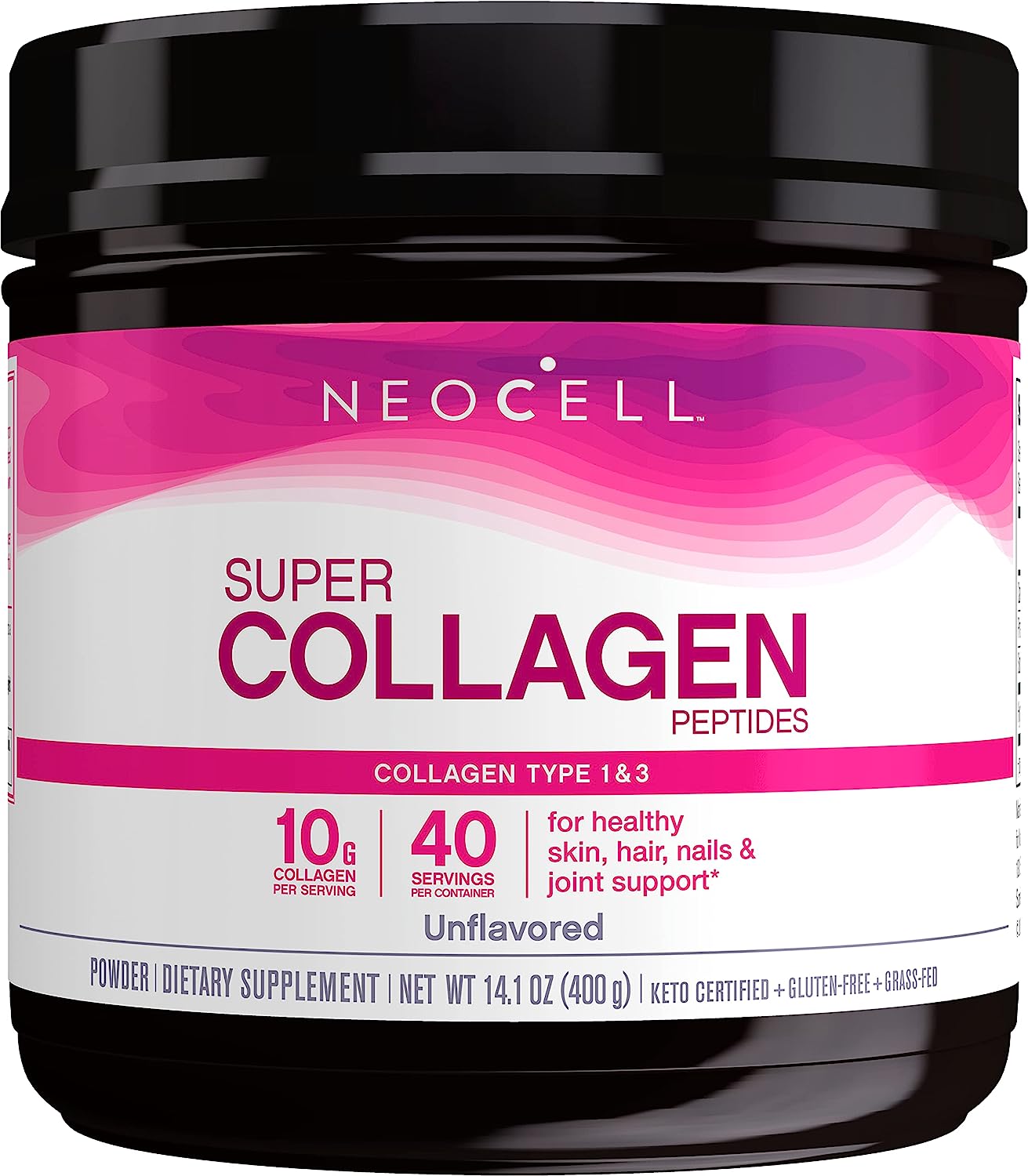 NeoCell Super Collagen Powder, 10g Collagen Peptides per Serving, Gluten Free, Keto Friendly, Non-GMO, Grass Fed, Paleo Friendly, Healthy Hair, Skin, Nails & Joints, Unavored, 1