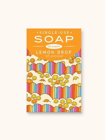 Studio Oh! Antibacterial Soap Sheets - Lemon Drop - 100 Travel Hand Soap Sheets - Great alternative to Travel Hand Sanitizer - Artistic Box Design - Good Times