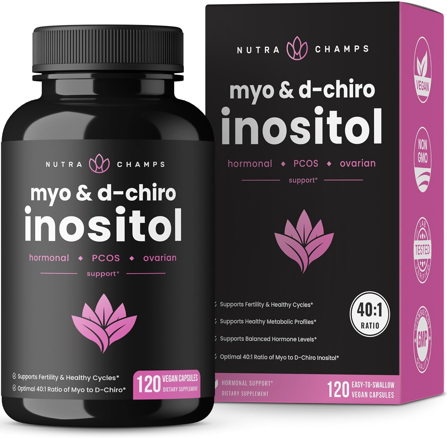 Nutrachamps Myo-Inositol & D-Chiro Inositol Supplement | Ovarian & Pco