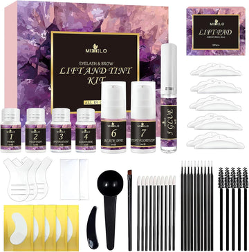 Lash Lift and Tint Kit, Lash Lift Kit with Tint Black, Easy to Use, Lash and Brow Lamination Kit, All in One Suitable for Salon and Home Use, Long Lasting 6-8 Weeks