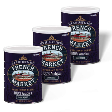 French Market Coffee, Restaurant Blend Dark Roast Can (Pack of 3)