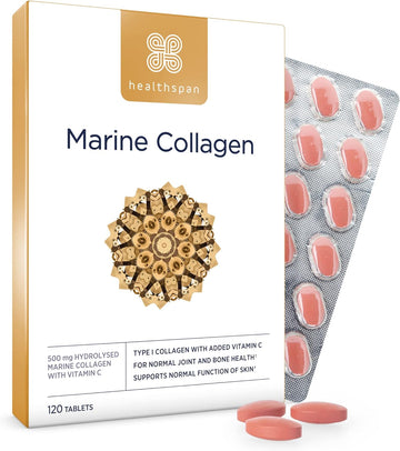 Healthspan Marine Collagen 500mg (120 Tablets) | Hydrolysed Type I Mar140 Grams