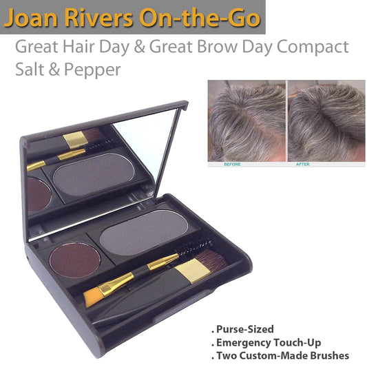 Joan Rivers On-The-Go Great Hair Day & Great Brow Day Compact Purse-Sized Emergency Touch-Up - Salt & Pepper