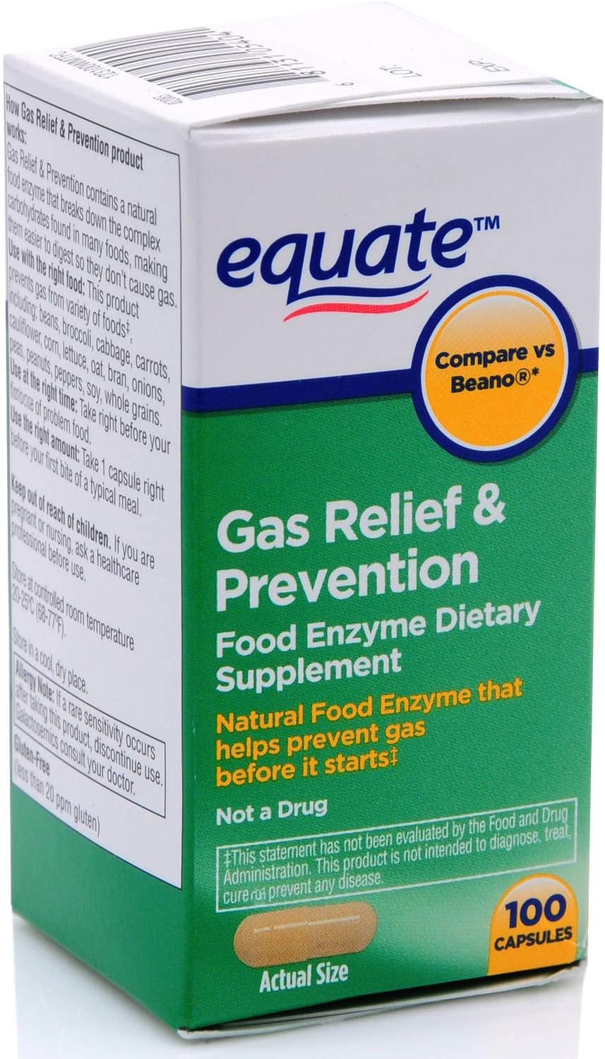 Equate Gas Bloating Relief and Prevention, Food Enzyme Dietary Supplem