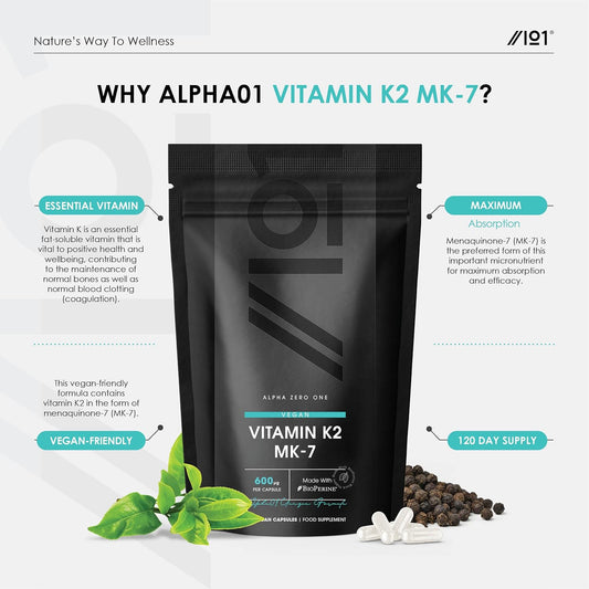 Vitamin K2 MK-7 600mcg - Fermented Natto Based Vegan Vitamin K - Suppo70 Grams