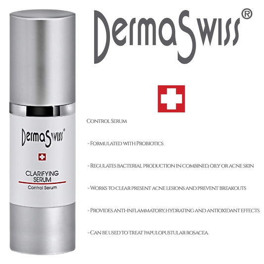 Clarifying Face Serum - Derma Swiss Control Skincare Clarity- Acne Spot Treatment Essential Serum for Day and Night with Probiotics, Moisturizer Skin